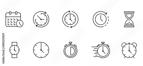 Quick icon vector set featuring fast delivery, speed, and quick execution symbols with clean minimal design for logistics, services, apps, and business interface projects.