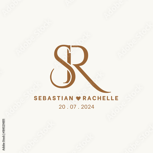 Luxury SR Monogram Logo, Elegant Wedding Initial Design, Premium Letter Logo, Classic Brand Identity Logo, Minimal Alphabet Logo