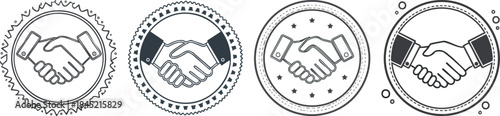 Agreement badge icon handshake hands circular border trust partnership business symbol cooperation unity deal approval