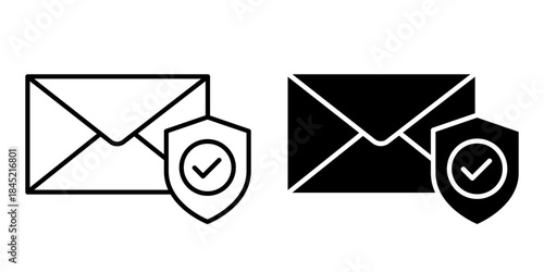 Email with password and lock icon set vector. Privacy policy, safety, security, protection, access, encryption, cyber, user rights, authentication, secure, document, file, information, network system.