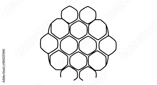 Geometric honeycomb pattern in simple outline drawing