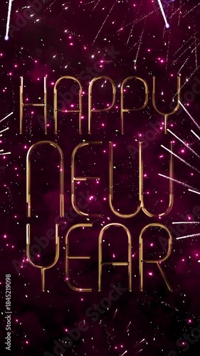 New Year’s Eve Animation: Golden Fireworks Lighting Up the Night Sky, Creating a Dazzling Celebration Full of Joy, Excitement, and Festive Ambiance as We Welcome the New Year