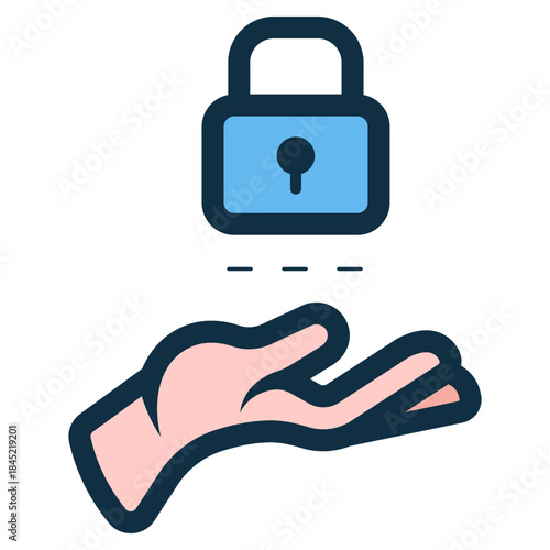 hand holding secured lock icon