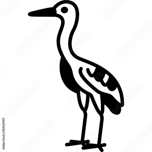 Ardea Heron Bird Fill Icon: Wading Bird and Wetland
