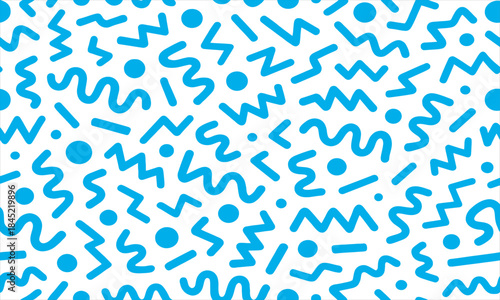 Wallpaper Mural Seamless Blue Pattern with Squiggly Lines and Polka Dots Vector Background Torontodigital.ca