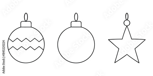 Christmas ball line icon. Set of simple christmas balls outline vector. christmas ornament vector for holiday decoration