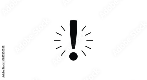 Bold exclamation mark with radiating light, symbolizing urgency, warning, or important announcement.