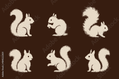 Chalk Art Squirrel Illustrations for Autumn, Nature, and Wildlife Designs