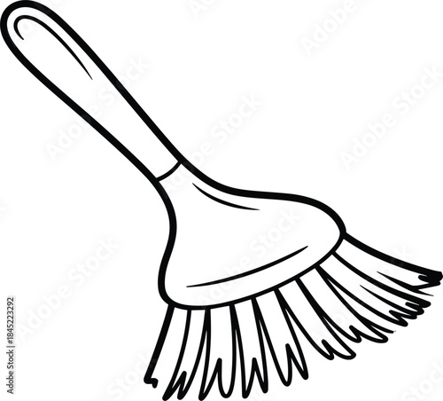 Outline Illustration of a Cleaning Brush with a Curved Handle cleaning tool brush icon