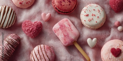 Delightful Watercolor Flat Lay of Sweet Treats in Miniature Pink Theme