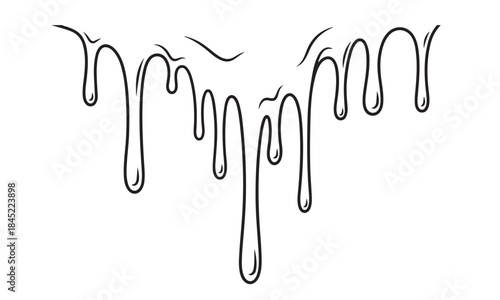 Black ink drips and splatters on isolated in abstract art style