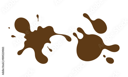 Brown paint splatters with dynamic fluid shapes