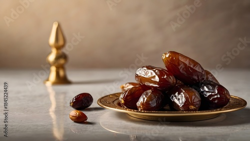 Ramadan Eid Dates on Plate with Islamic Decor