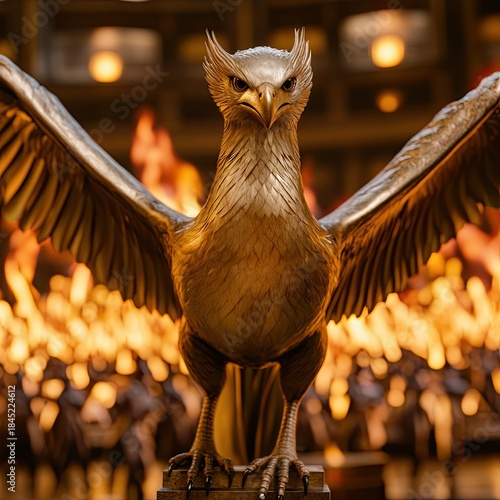 Majestic Phoenix Rising from Fiery Flames