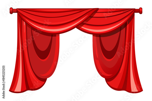 red velvet curtain isolated