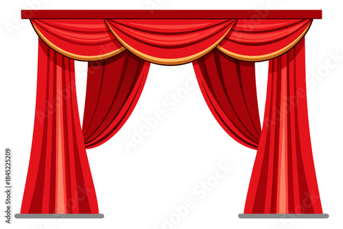 red curtains isolated on white