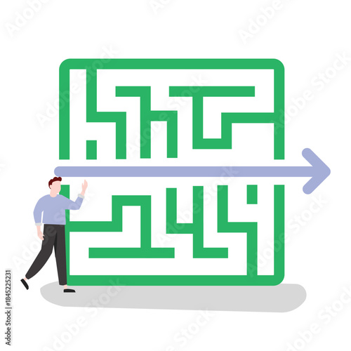 Business strategy illustration showing a shortcut path to achieve goals faster with smart decision making