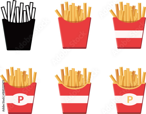 フライドポテト　アイコン　セット