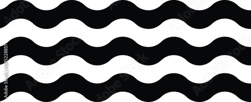 Black and White Seamless Wave Pattern - Abstract Geometric Design for Backgrounds and Textures