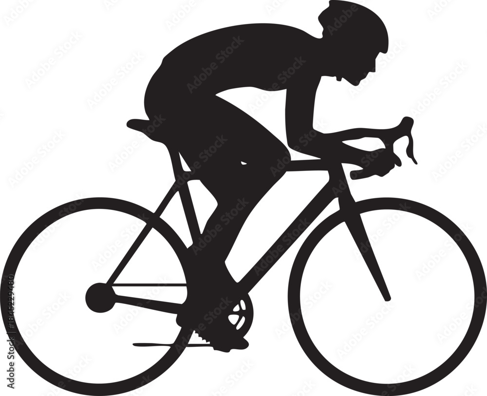 Obraz premium Cyclist Silhouette Vector Side View in Minimal Flat Design