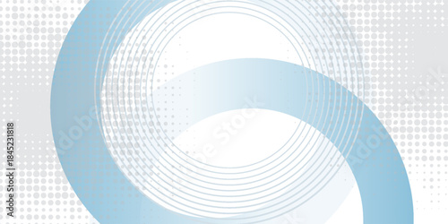 White abstract background with blue circle. halftone dots decoration. Modern banner template. Digital future technology concept. vektor