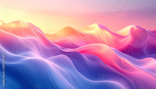 Fototapeta Naklejka Na Ścianę i Meble -  縦縞模様のカラフルな波が連なる抽象3D背景