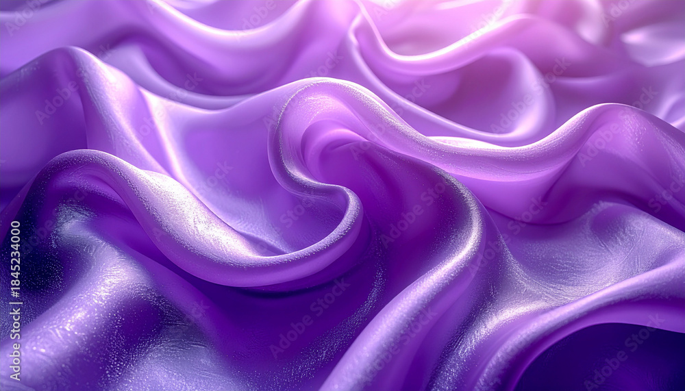 Fototapeta premium 光と影が描く紫のシルク波形抽象背景