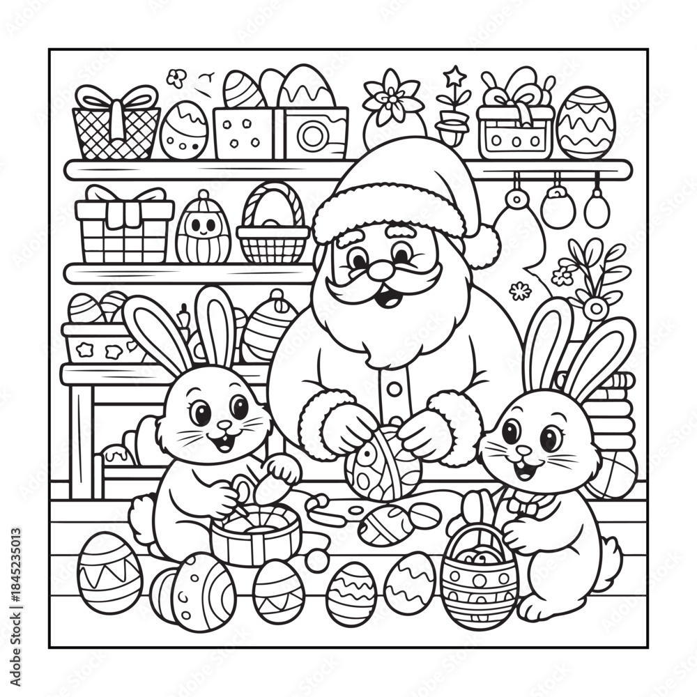 Fototapeta premium Coloring page for kids with a set of funny cartoon animals in a cute and playful style.