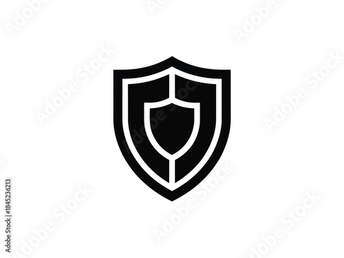 Security shield icon layered protection symbol for data safety and cyber defense vector graphic illustration logo