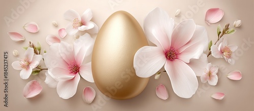 Golden Easter Egg with Floral Decoration.
