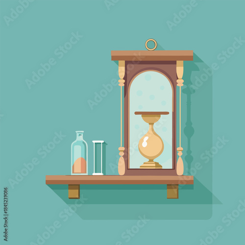 Hourglass vector illustration with sand and timer concept