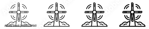 Wind Turbine Icon Set Different Style Collection