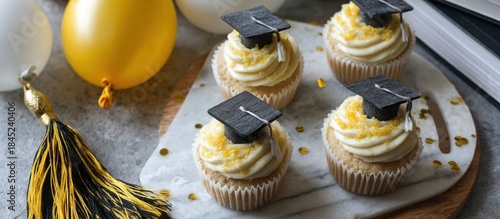 Graduation Cupcakes with Mortarboards.
