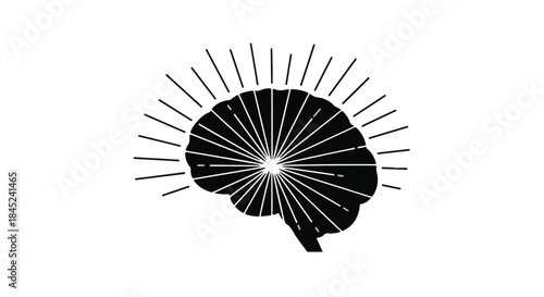 Stylized brain illustration radiating light, symbolizing ideas and intelligence.