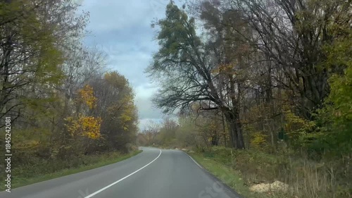 Car driving fast through forest