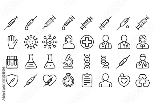 Healthcare Line Icons for Hospital and Clinic Interfaces