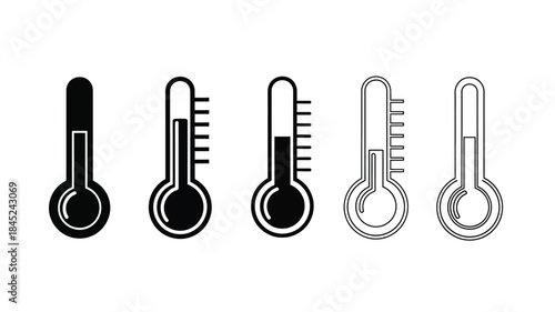 A series of thermometer icons displaying different levels of temperature