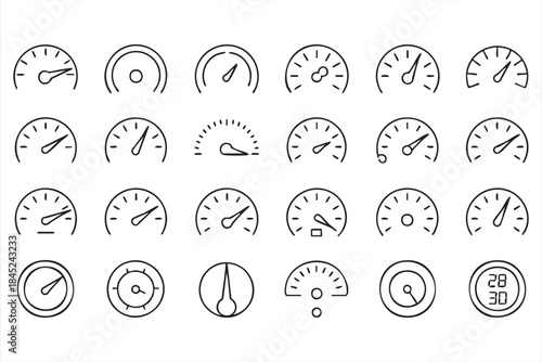 Minimal Dashboard Gauge Icons with Speed Indicators