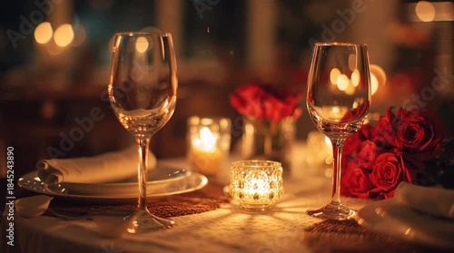 Wine Glass on Dinner Table