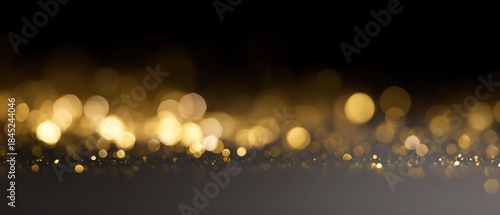 gold bokeh lights on dark backdrop, year end success and celebration theme