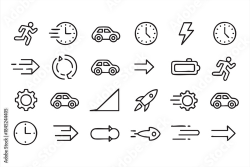 Performance Speed Line Icons for Web and Mobile UI