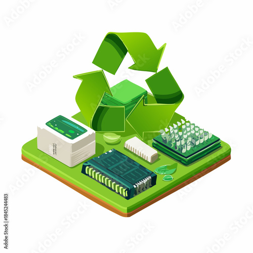 Electronic waste recycling process with green energy.