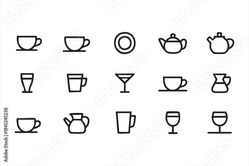 Drink and Beverage Line Icons for Café and Restaurant UI