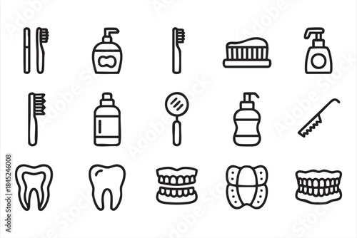 Minimal Oral Hygiene Icons for Medical Dashboards