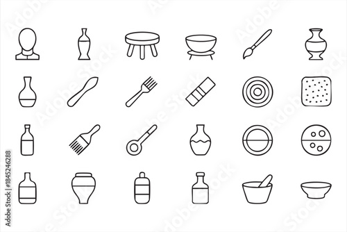 Culinary Utensil and Bottle Icons for Recipe Design
