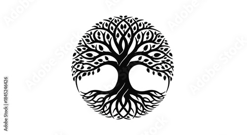 Intricate circular tree of life symbol representing growth and connection