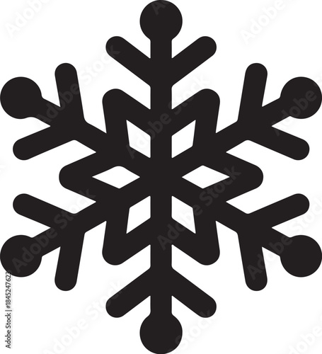 Simple black snowflake icon on white background