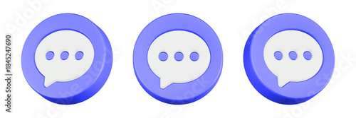 chat bubble 3d rendering icon blue button