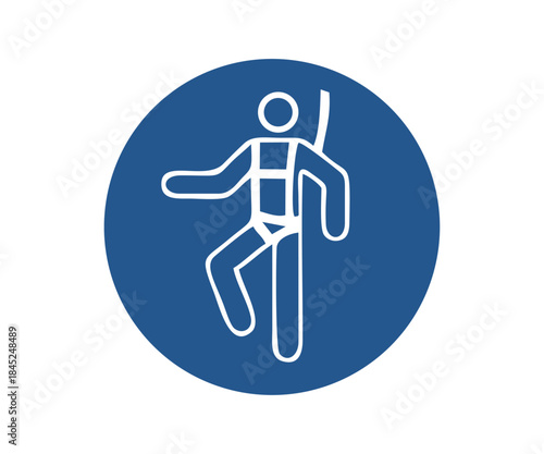 ISO 7010 M018 Wear a safety harness sign. Obligation sign pictogram vector design and illustration.

