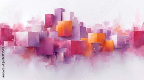 Abstract cityscape art artistic rendition of urban environment featuring modern architecture with abstract design elements